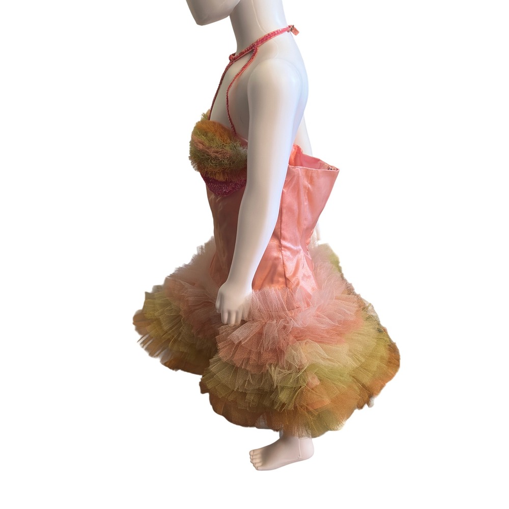 Vintage 1950s Girls Dance Costume Pink Satin Tulle Tutu & Headpiece 3 pc Set JS - Picture 14 of 16